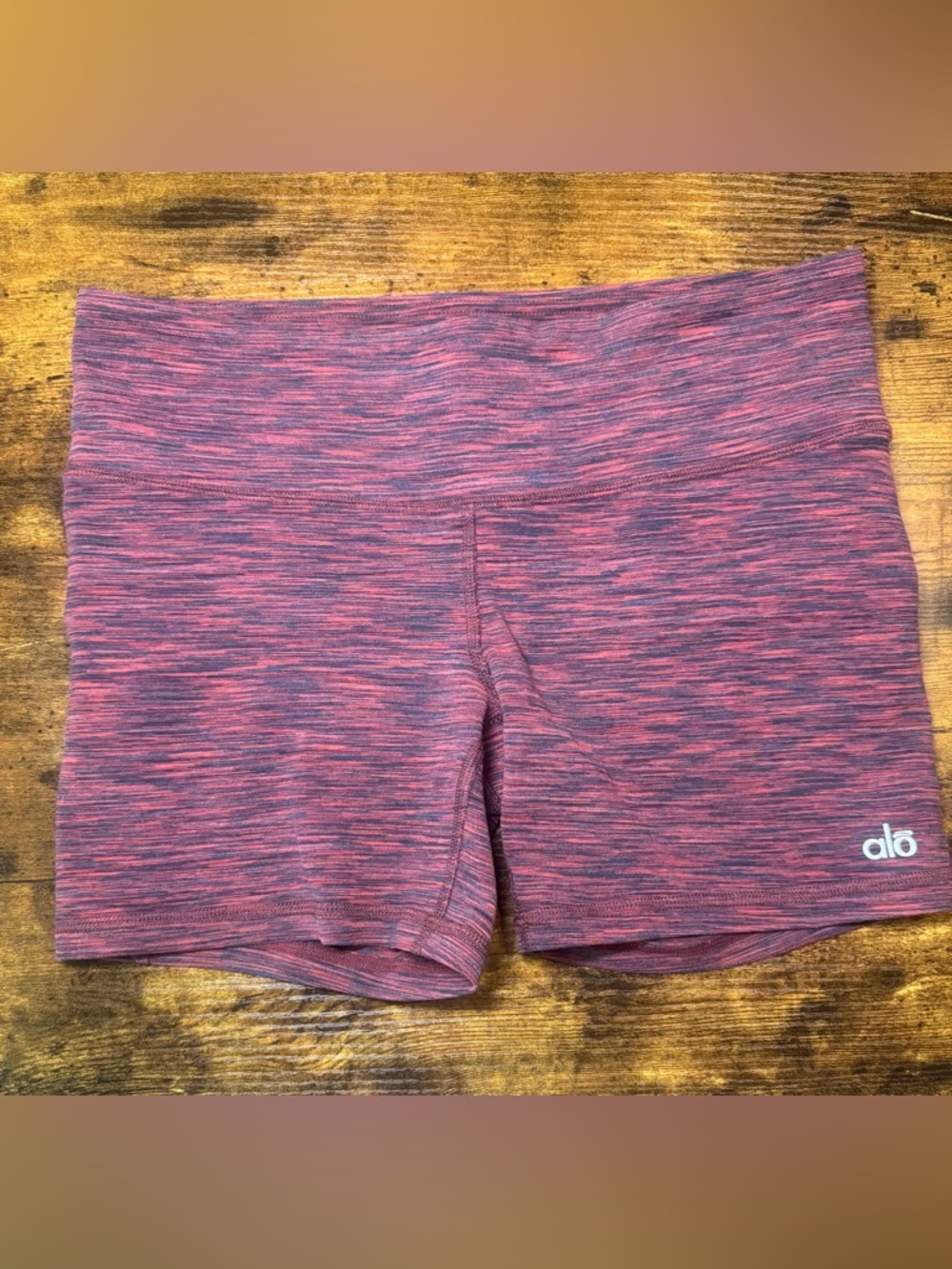 Alo Yoga Space Dye High Waisted Biker Shorts Purple Pink Size XS